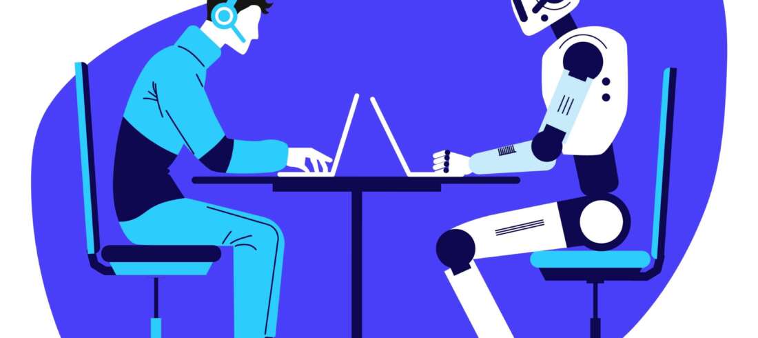 Ein KI Kollege arbeitet gemeinsam mit einem Mensch. rheingold_randstad_KI Studie