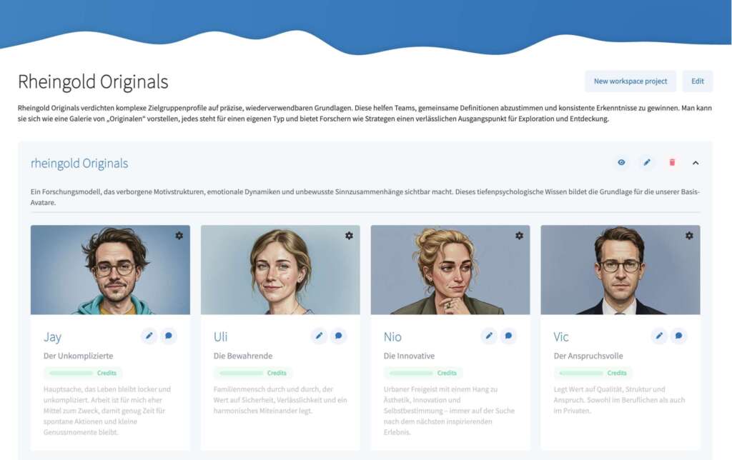 Blick auf die Oberfläche der Avatar Suite